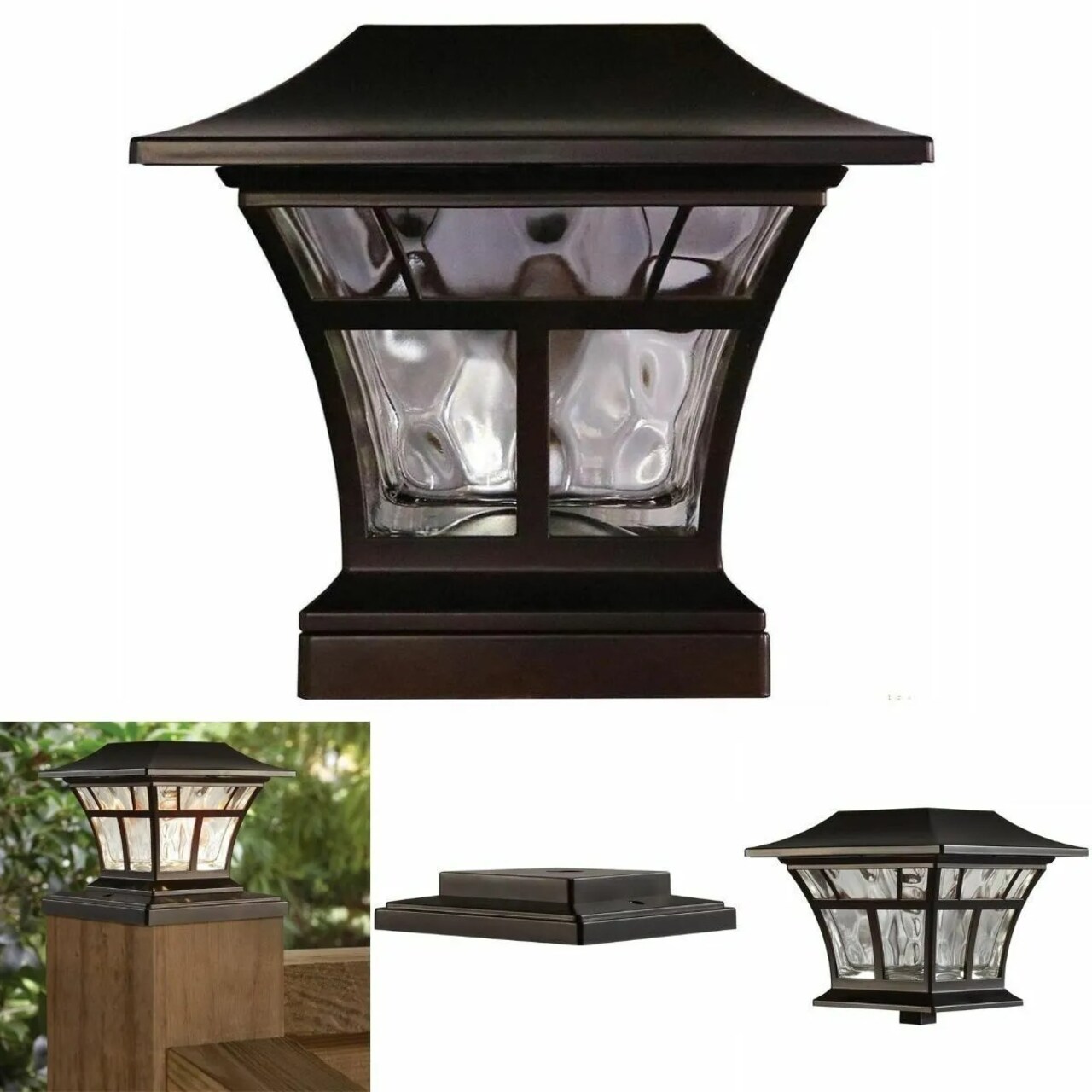 BRONZE SOLAR LED DECK POST CAP LIGHT 4"x4" 6"x6" Outdoor Garden Patio Lighting